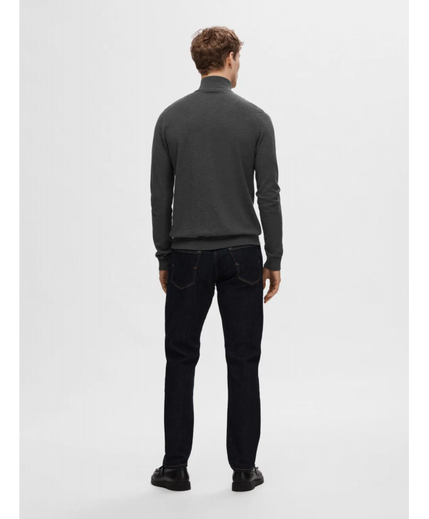 Selected cardigan i mørkegrå lavet af økologisk bomuld til herre billede 6