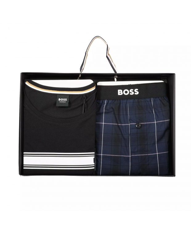 BOSS pyjamassæt i bomuld i navy til herre billede 4