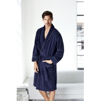 JBS badekåbe med velour i navy til herre.