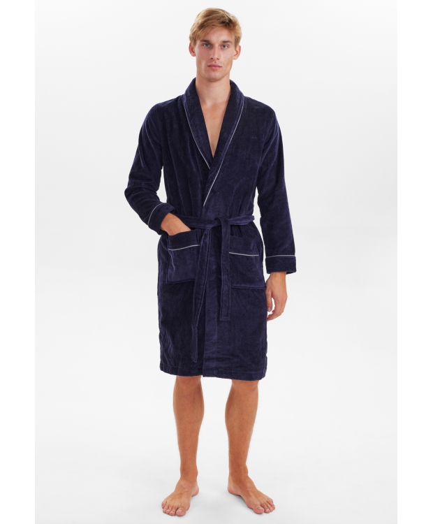 JBS badekåbe med velour i navy til herre. billede 6