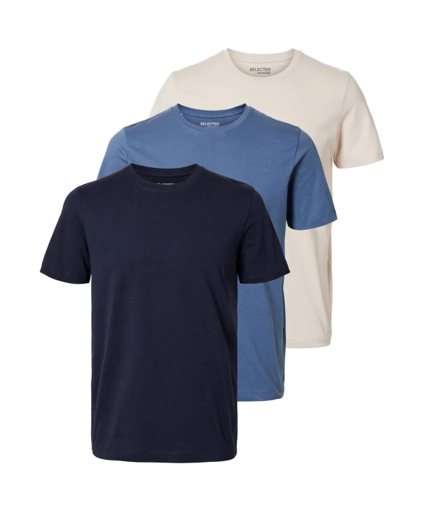 Selected Homme 3pak t-shirt i multifarvet til herre billede 1