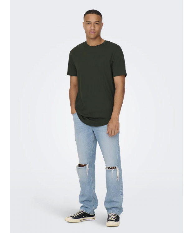 ONLY & SONS lang t-shirt i Rosin til herre billede 7