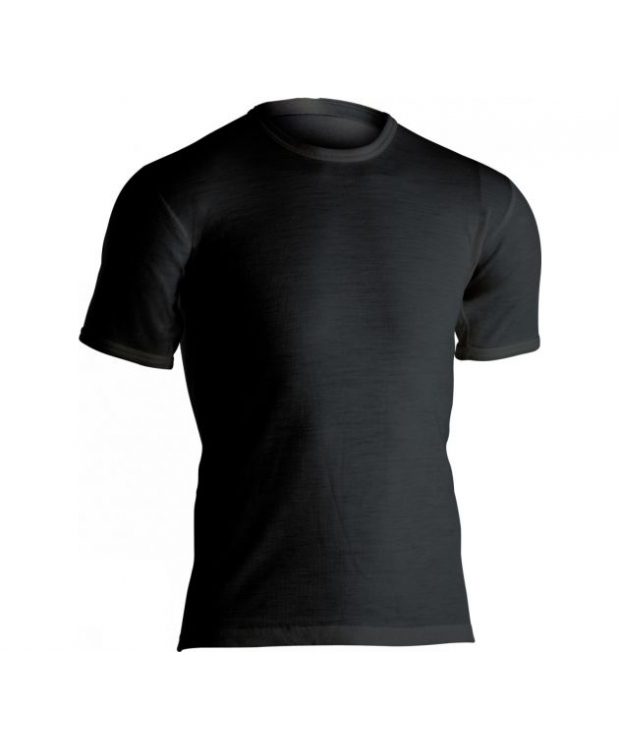 Dovre uld-T-shirt sort med rund hals til herre billede 1