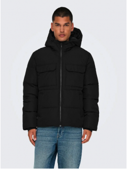 Only & Sons Kort Pufferjakke i sort til herre