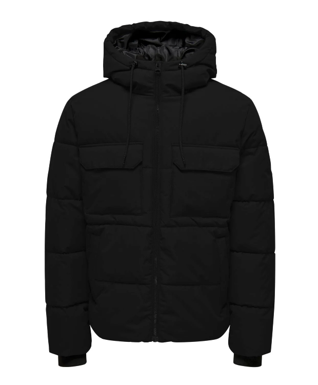 Only & Sons Kort Pufferjakke i sort til herre billede 8