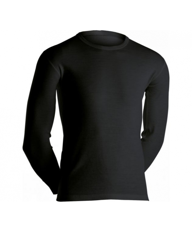 3 par Dovre langærmet uld-T-shirt sort med rund hals til herre – detaljebillede 2