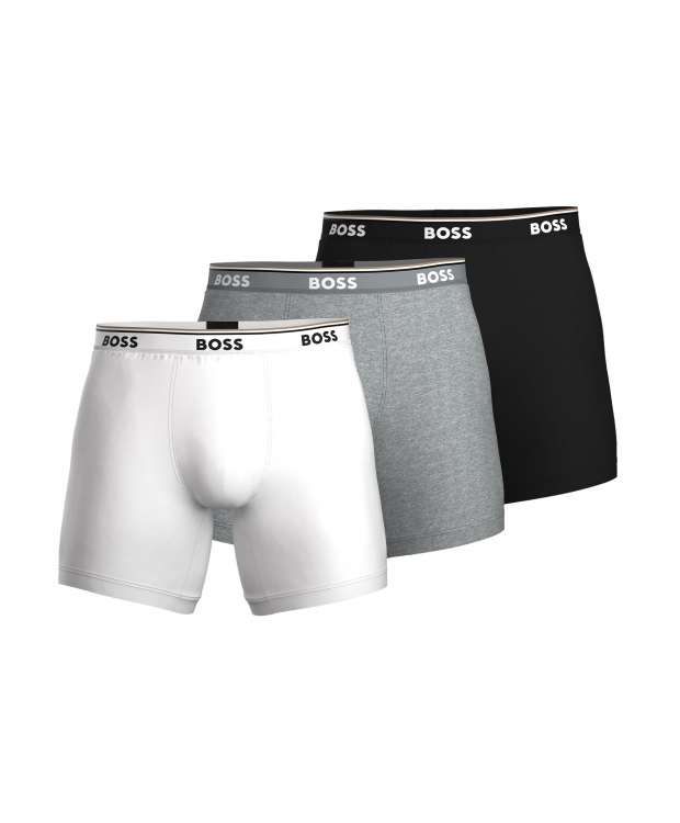 BOSS 3Pak lange underbukser/boxershorts i sort, hvid og grå til herre billede 2