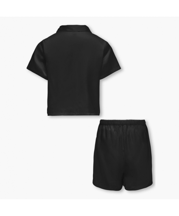 KIDS ONLY Nattøj sæt med skjorte og shorts i sort satin til piger billede 2