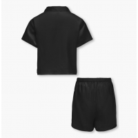 KIDS ONLY Nattøj sæt med skjorte og shorts i sort satin til piger