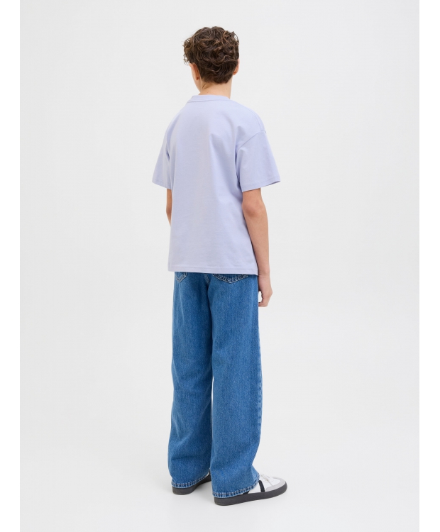 Jack & Jones Junior T-shirt i Cosmic Sky med tekst print til drenge billede 5