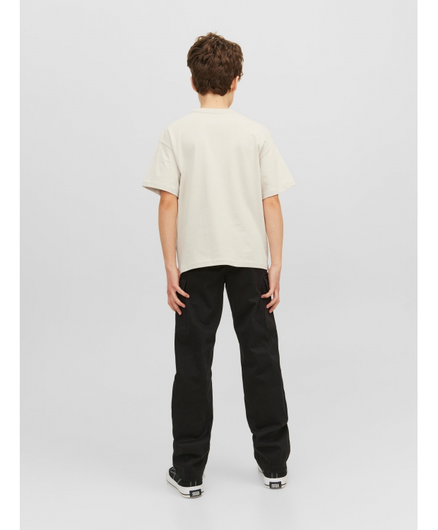 Jack & Jones Junior T-shirt i moonbeam med tekst print til drenge billede 5