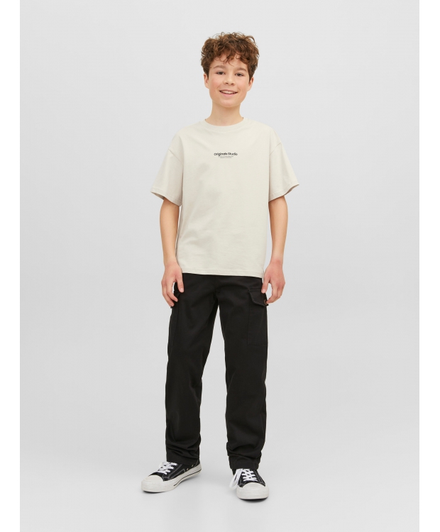 Jack & Jones Junior T-shirt i moonbeam med tekst print til drenge billede 6