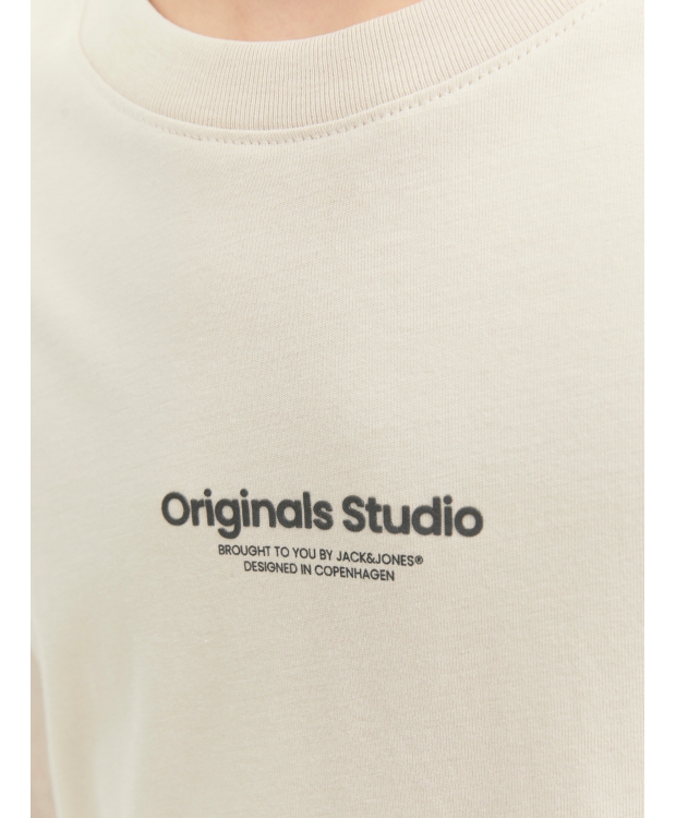 Jack & Jones Junior T-shirt i moonbeam med tekst print til drenge billede 2