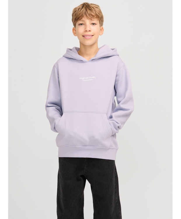 Jack & Jones Junior hoodie i Cosmic Sky med tekst print til drenge billede 1