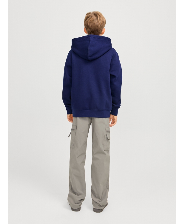 Jack & Jones Junior hoodie i Ocean navy med tekst print til drenge billede 5