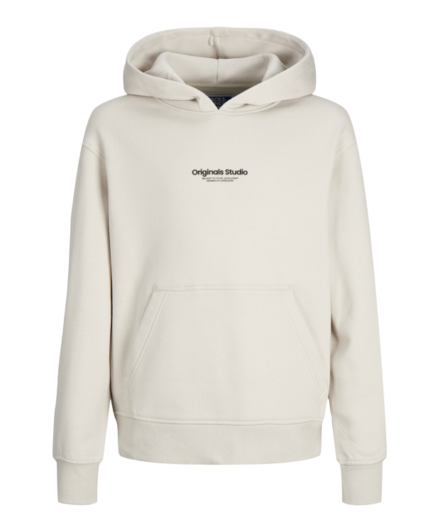 Jack & Jones Junior hoodie i Moonbeam med tekst print til drenge billede 7