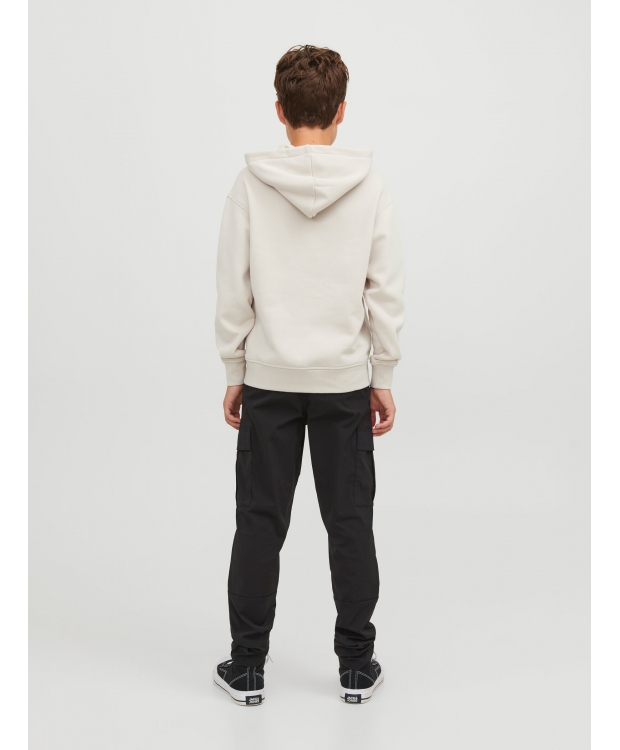 Jack & Jones Junior hoodie i Moonbeam med tekst print til drenge billede 5
