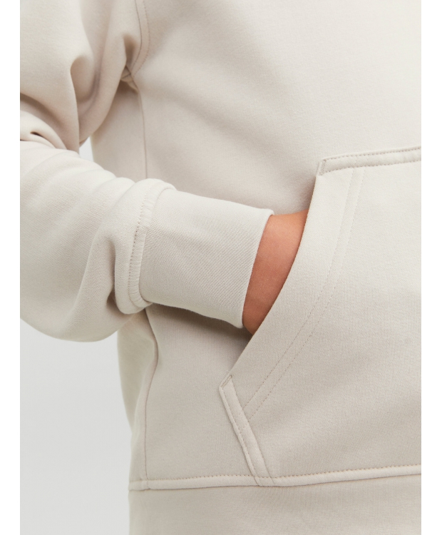 Jack & Jones Junior hoodie i Moonbeam med tekst print til drenge billede 3