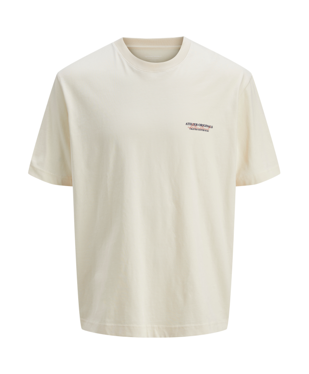 Jack & Jones Junior T-shirt i antik hvid med print på ryggen til drenge billede 1