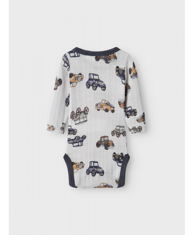 Name It Bodystocking i grå med biler til baby billede 5