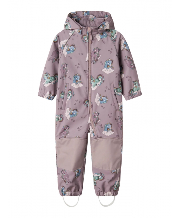 Name It Softshell-dragt i Purple Dove med enhjørninger til piger billede 1
