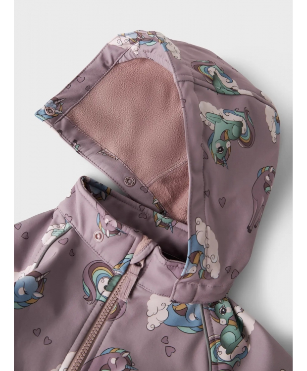 Name It Softshell-dragt i Purple Dove med enhjørninger til piger billede 4