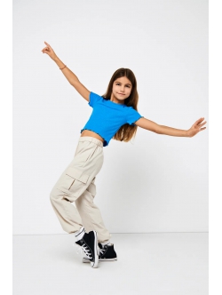 KIDS ONLY KOGECHO loose fit cargo bukser i beige til piger