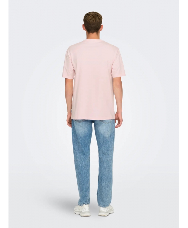 ONLY & SONS t-shirt i lyserød til herre – Relaxed fit billede 5