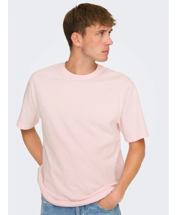 ONLY & SONS t-shirt i lyserød til herre – Relaxed fit billede 6