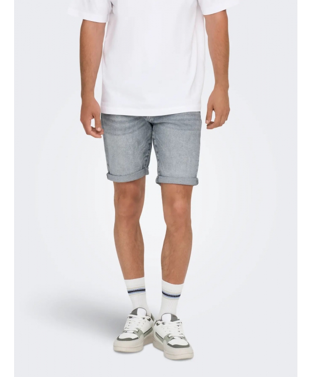 ONLY & SONS denim shorts i grå til herre billede 3