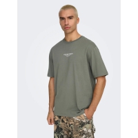 ONLY & SONS O-neck T-Shirt i Castor Gray til herre