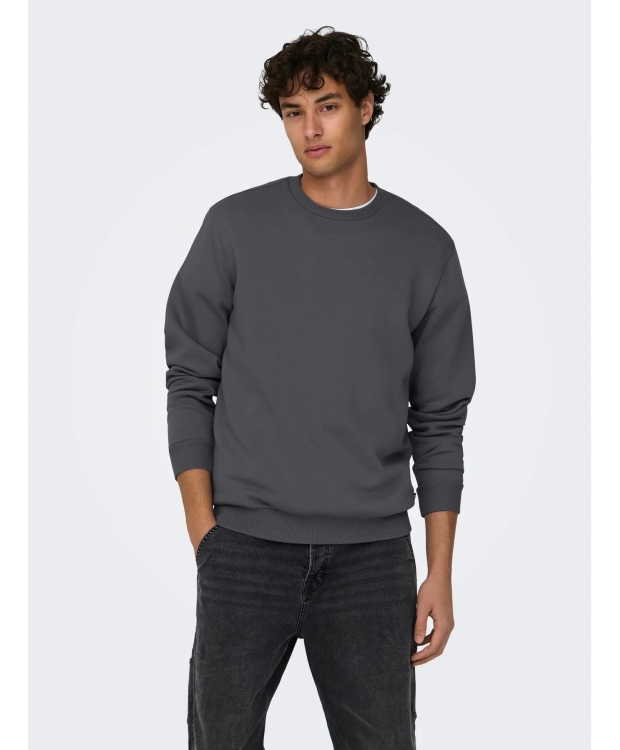 ONLY & SONS Crew Neck Sweatshirt i Grey Pinstripe til herre billede 2