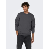 ONLY & SONS Crew Neck Sweatshirt i Grey Pinstripe til herre
