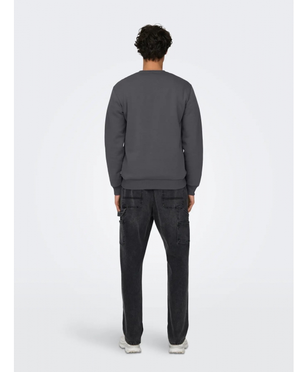 ONLY & SONS Crew Neck Sweatshirt i Grey Pinstripe til herre billede 4