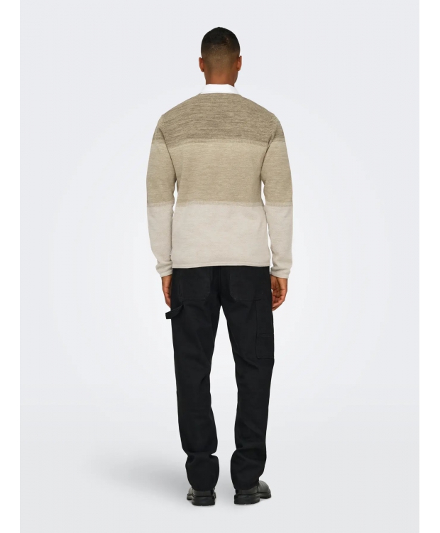 ONLY & SONS langærmet striktrøje i beige til herre billede 4