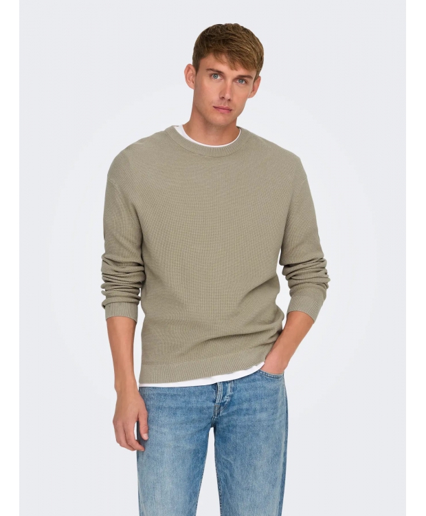 ONLY & SONS Striktrøje i beige til herre billede 2