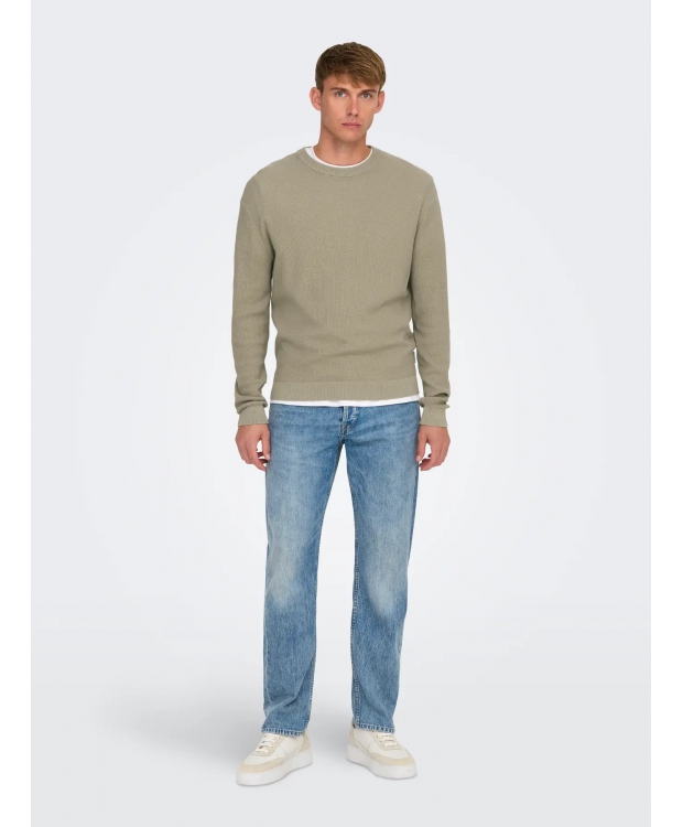 ONLY & SONS Striktrøje i beige til herre billede 5