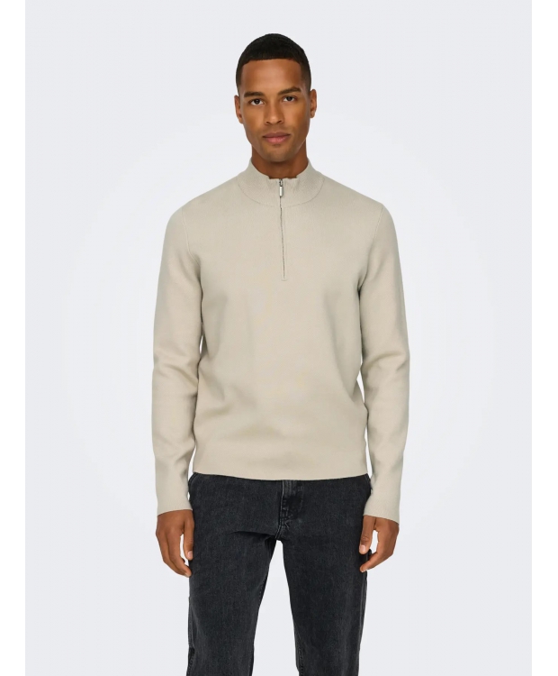 ONLY & SONS half zip i beige til herre billede 4