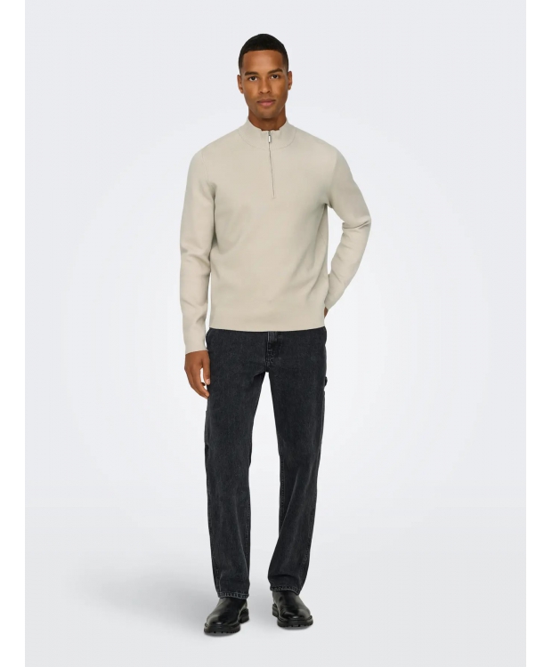 ONLY & SONS half zip i beige til herre billede 6