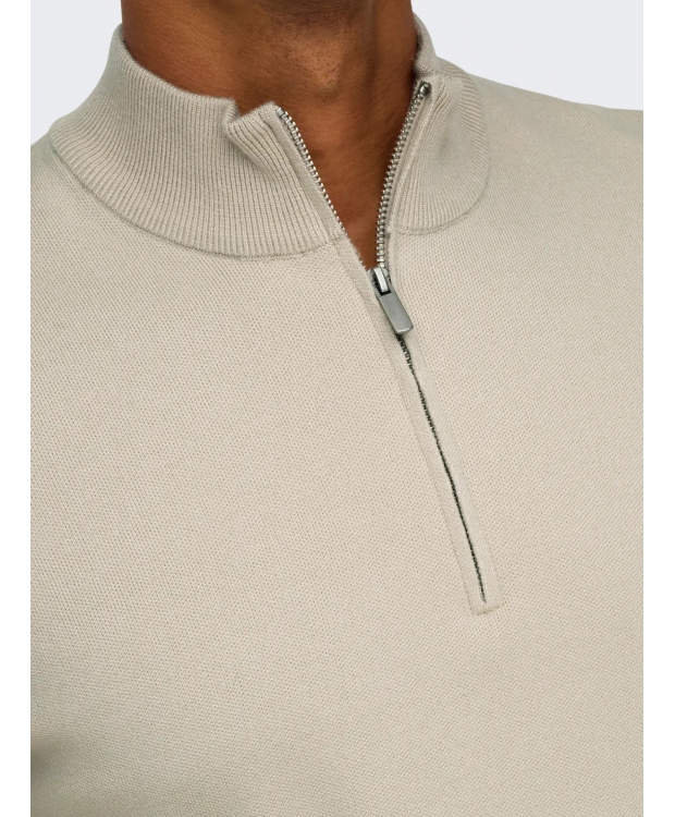 ONLY & SONS half zip i beige til herre billede 7