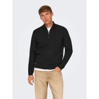 ONLY & SONS half zip i sort til herre