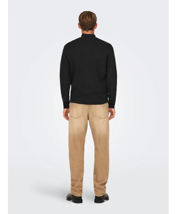 ONLY & SONS half zip i sort til herre billede 4