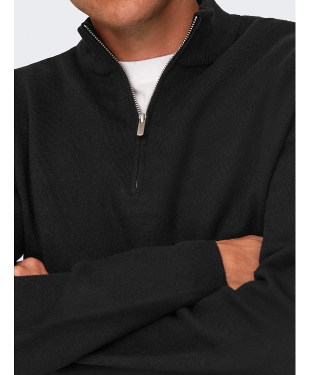 ONLY & SONS half zip i sort til herre billede 6