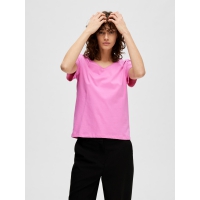 Selected klassisk t-shirt med v-hals i cyclamen til kvinder - OUTLET