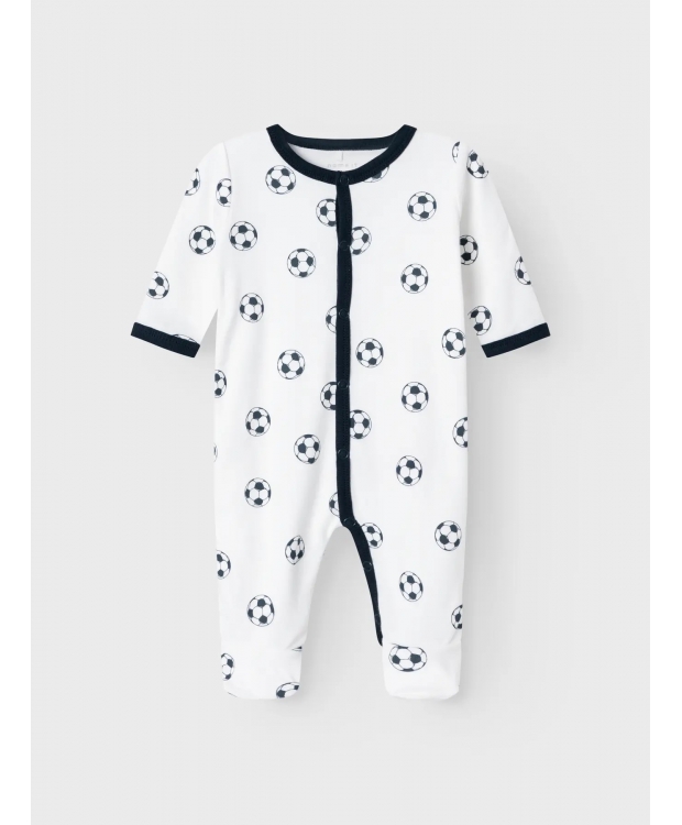 Name it pyjamas dragt i hvid m. fodbolde til børn billede 1