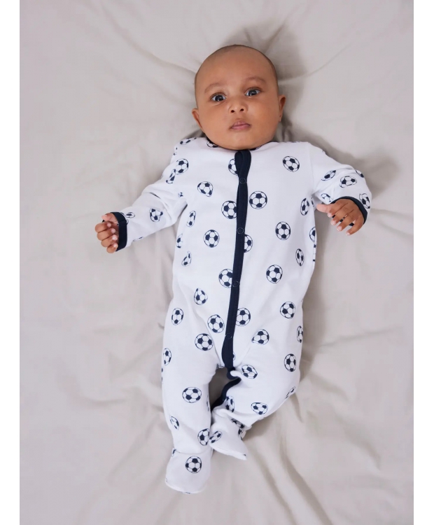 Name it pyjamas dragt i hvid m. fodbolde til børn billede 3