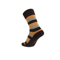 iZ Sock bambusstrømper med tykke striber i orange og brun - OUTLET