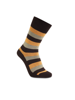 iZ Sock bambusstrømper med tykke striber i orange og brun - OUTLET