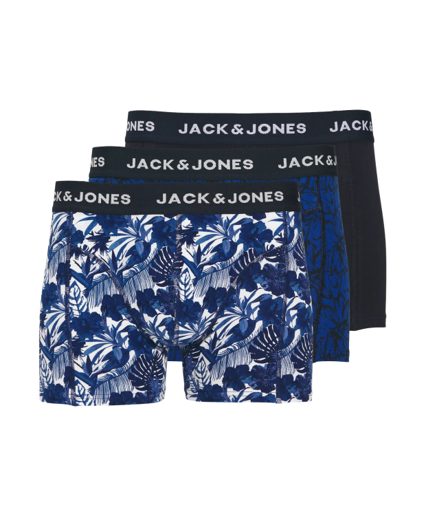 Jack & Jones 3pak bomuld boksershorts i multifarvet, blå natur til herre billede 3