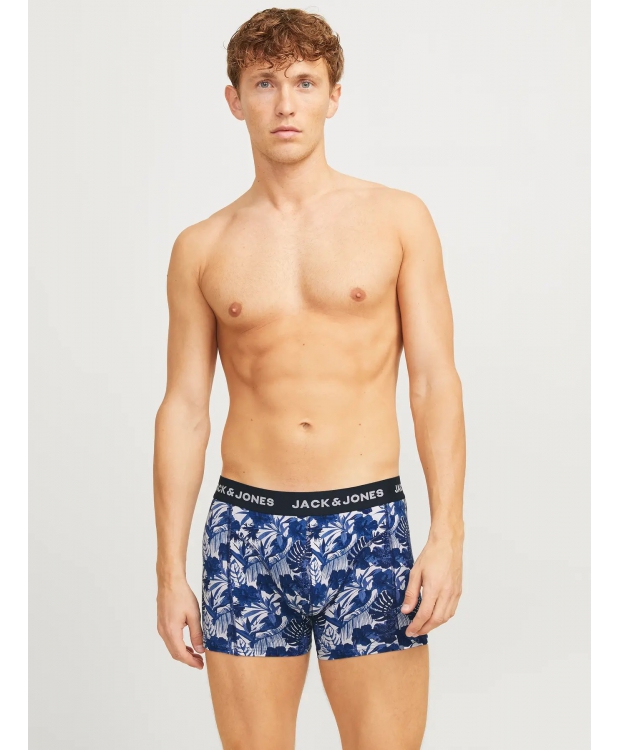 Jack & Jones 3pak bomuld boksershorts i multifarvet, blå natur til herre billede 1
